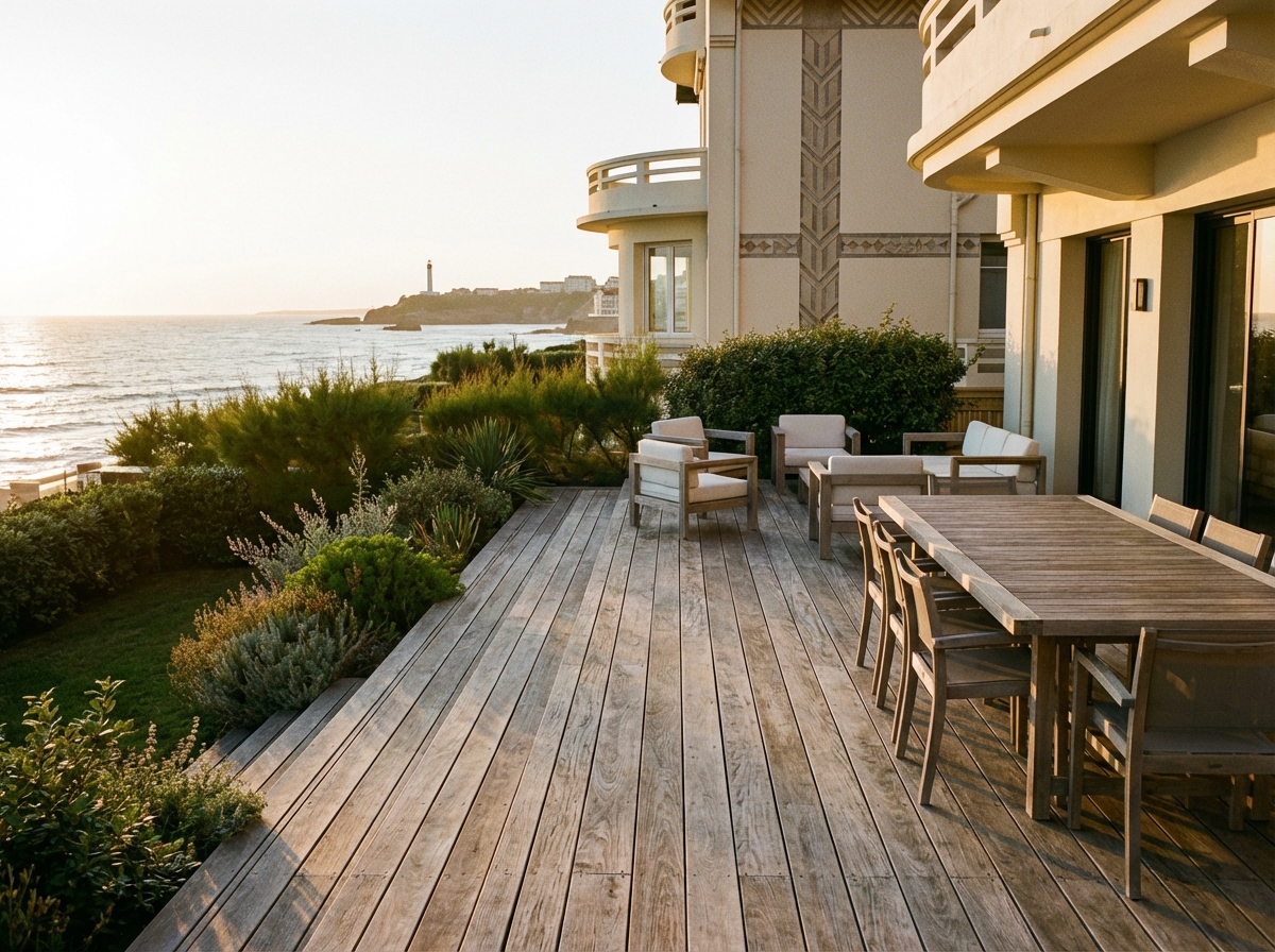 Deck Kebony panoramique — villa Art Déco, Biarritz
