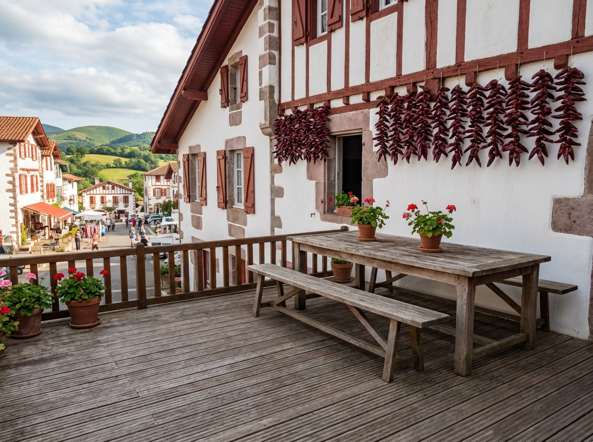 Terrasse Thermofrêne — ferme rénovée, Espelette